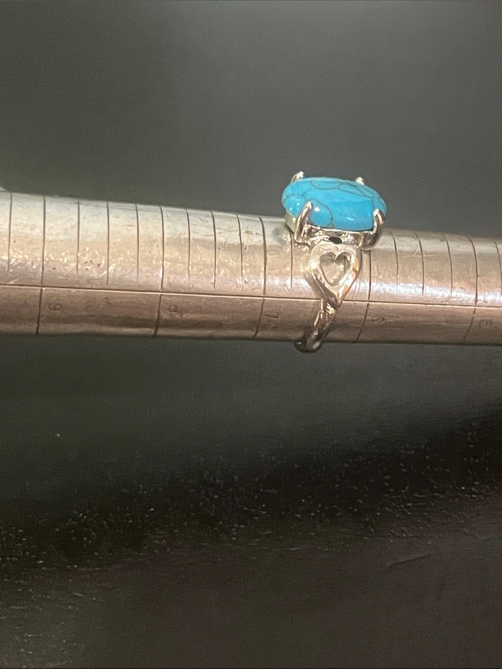 Sterling Silver Turquoise Heart Ring - Blue